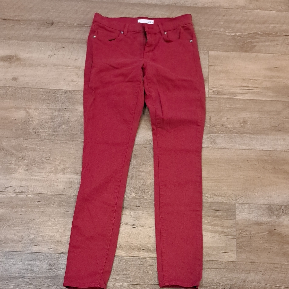 LOFT Red Skinny Pants with Sleek Fit